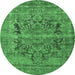 Round Persian Emerald Green Traditional Rug, tr4057emgrn