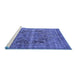 Sideview of Machine Washable Persian Blue Traditional Rug, wshtr4057blu