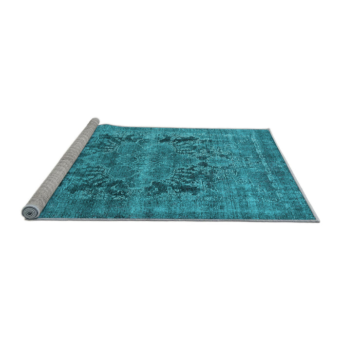 Sideview of Machine Washable Persian Light Blue Traditional Rug, wshtr4057lblu
