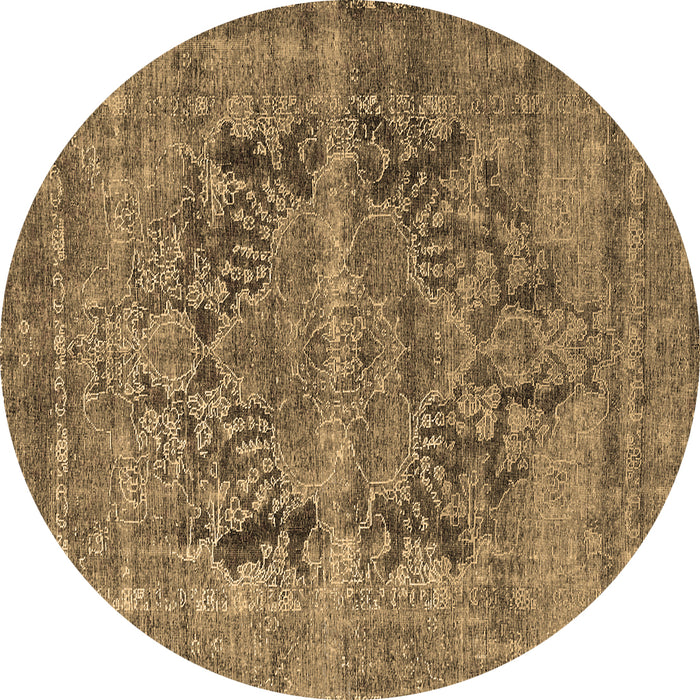 Round Persian Brown Traditional Rug, tr4057brn