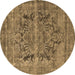 Round Persian Brown Traditional Rug, tr4057brn