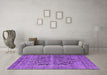 Machine Washable Persian Purple Traditional Area Rugs in a Living Room, wshtr4057pur