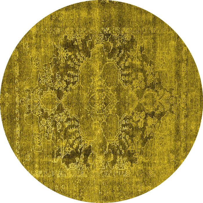 Round Persian Yellow Traditional Rug, tr4057yw