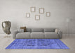 Machine Washable Persian Blue Traditional Rug in a Living Room, wshtr4057blu