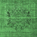 Square Machine Washable Persian Emerald Green Traditional Area Rugs, wshtr4057emgrn