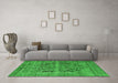 Machine Washable Persian Green Traditional Area Rugs in a Living Room,, wshtr4057grn