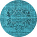 Round Persian Light Blue Traditional Rug, tr4057lblu