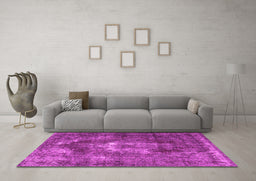 Machine Washable Persian Pink Traditional Rug in a Living Room, wshtr4058pnk