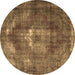 Round Persian Brown Traditional Rug, tr4058brn