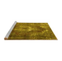 Sideview of Machine Washable Persian Yellow Traditional Rug, wshtr4058yw