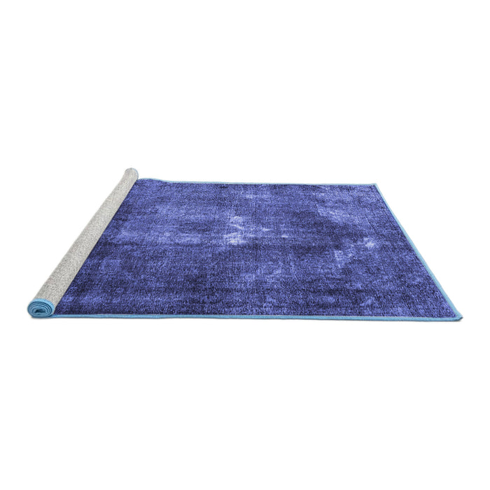 Sideview of Machine Washable Persian Blue Traditional Rug, wshtr4058blu