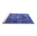 Sideview of Machine Washable Persian Blue Traditional Rug, wshtr4058blu