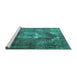 Sideview of Machine Washable Persian Turquoise Traditional Area Rugs, wshtr4058turq