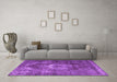 Machine Washable Persian Purple Traditional Area Rugs in a Living Room, wshtr4058pur