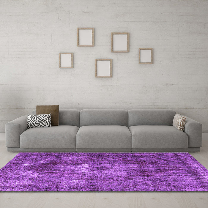 Machine Washable Persian Purple Traditional Area Rugs in a Living Room, wshtr4058pur