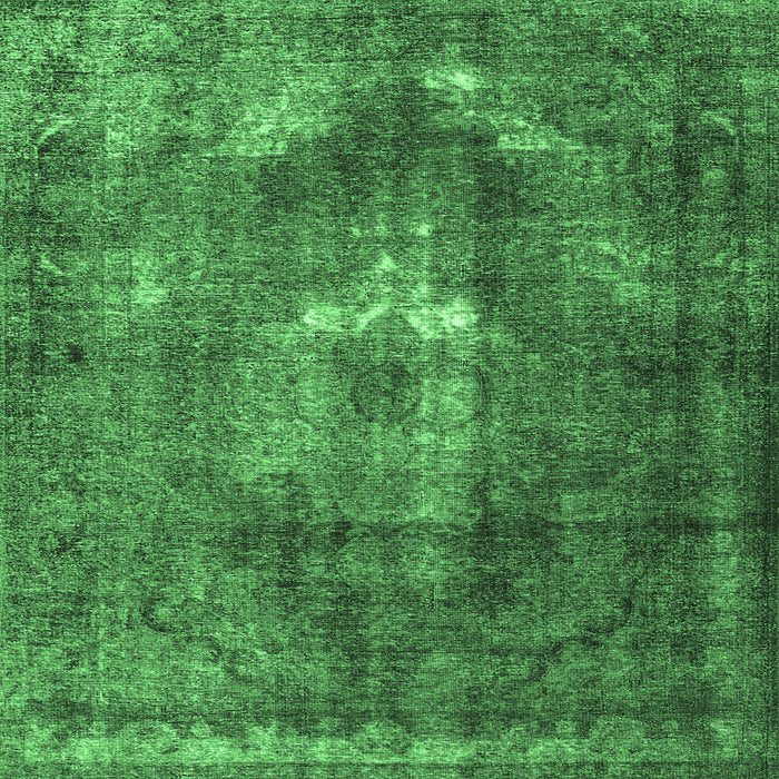 Square Machine Washable Persian Emerald Green Traditional Area Rugs, wshtr4058emgrn