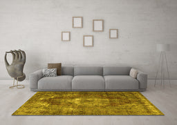 Machine Washable Persian Yellow Traditional Rug in a Living Room, wshtr4058yw