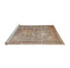 Sideview of Machine Washable Traditional Dark Gold Brown Rug, wshtr4059