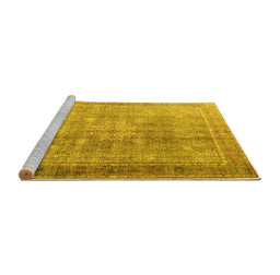 Sideview of Machine Washable Persian Yellow Traditional Rug, wshtr4059yw
