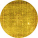Round Persian Yellow Traditional Rug, tr4059yw