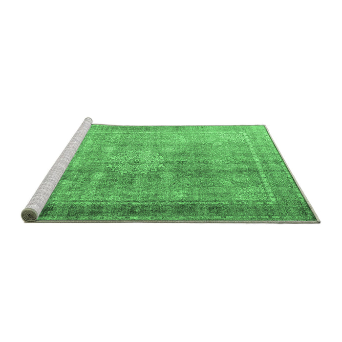 Sideview of Machine Washable Persian Emerald Green Traditional Area Rugs, wshtr4059emgrn