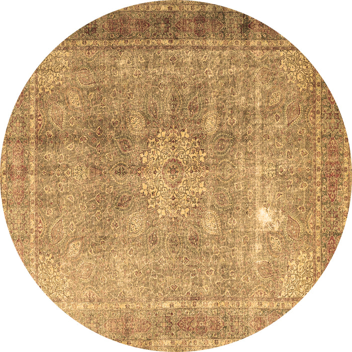 Round Persian Brown Traditional Rug, tr4059brn