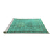 Sideview of Machine Washable Persian Turquoise Traditional Area Rugs, wshtr4059turq