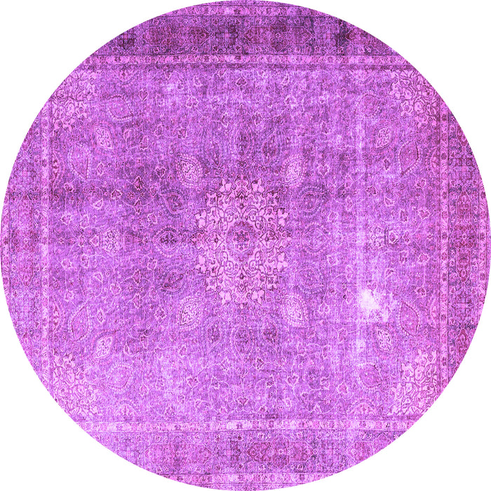 Round Machine Washable Persian Purple Traditional Area Rugs, wshtr4059pur