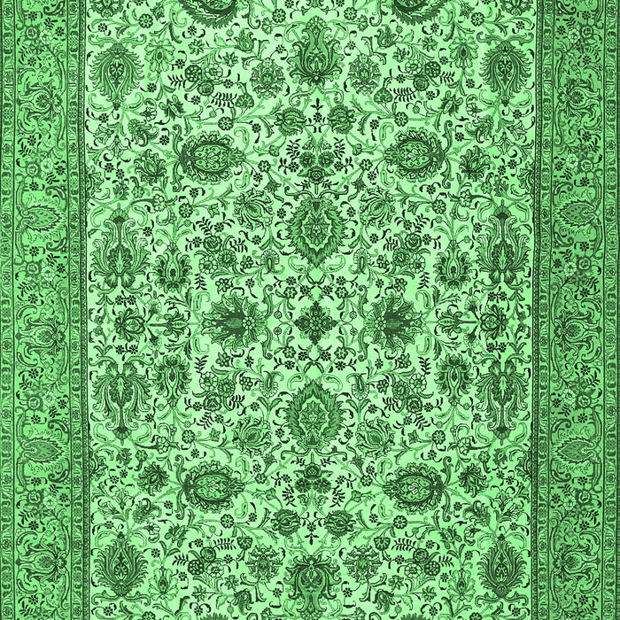 Machine Washable Persian Emerald Green Traditional Area Rugs, wshtr405emgrn
