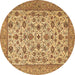 Round Persian Brown Traditional Rug, tr405brn