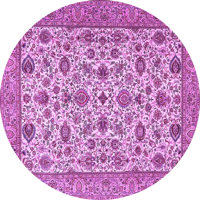 Round Machine Washable Persian Purple Traditional Area Rugs, wshtr405pur