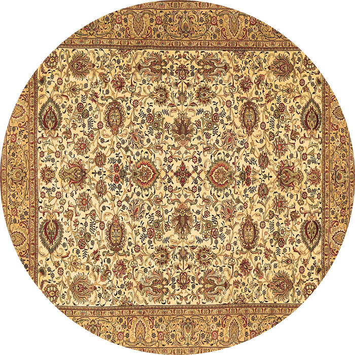 Round Machine Washable Persian Brown Traditional Rug, wshtr405brn