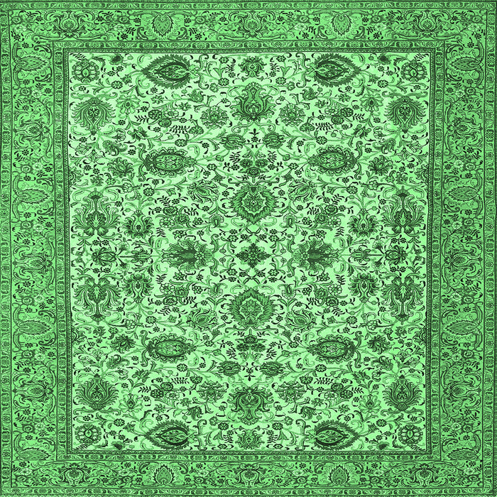 Square Machine Washable Persian Emerald Green Traditional Area Rugs, wshtr405emgrn
