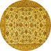 Round Machine Washable Persian Yellow Traditional Rug, wshtr405yw