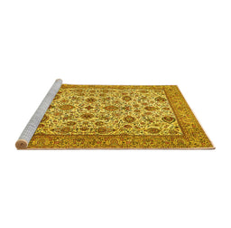 Sideview of Machine Washable Persian Yellow Traditional Rug, wshtr405yw
