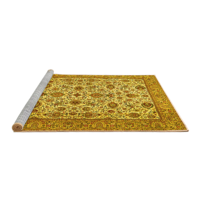 Sideview of Machine Washable Persian Yellow Traditional Rug, wshtr405yw