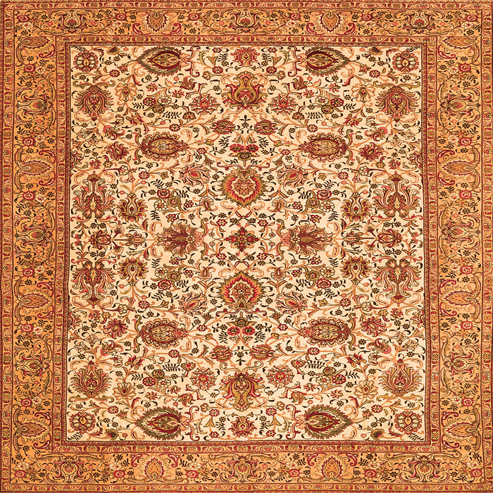 Round Machine Washable Persian Orange Traditional Area Rugs, wshtr405org