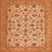 Round Machine Washable Persian Orange Traditional Area Rugs, wshtr405org