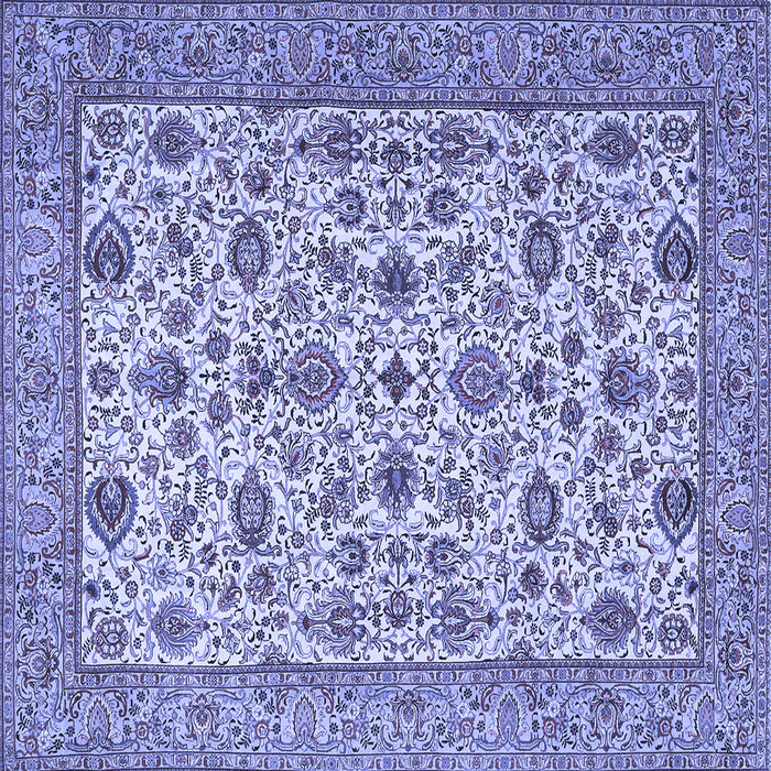 Square Machine Washable Persian Blue Traditional Rug, wshtr405blu