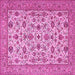 Square Machine Washable Persian Pink Traditional Rug, wshtr405pnk