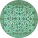 Round Persian Turquoise Traditional Rug, tr405turq