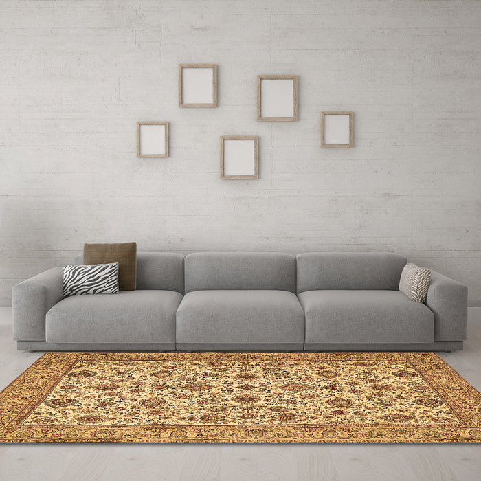Machine Washable Persian Brown Traditional Rug in a Living Room,, wshtr405brn