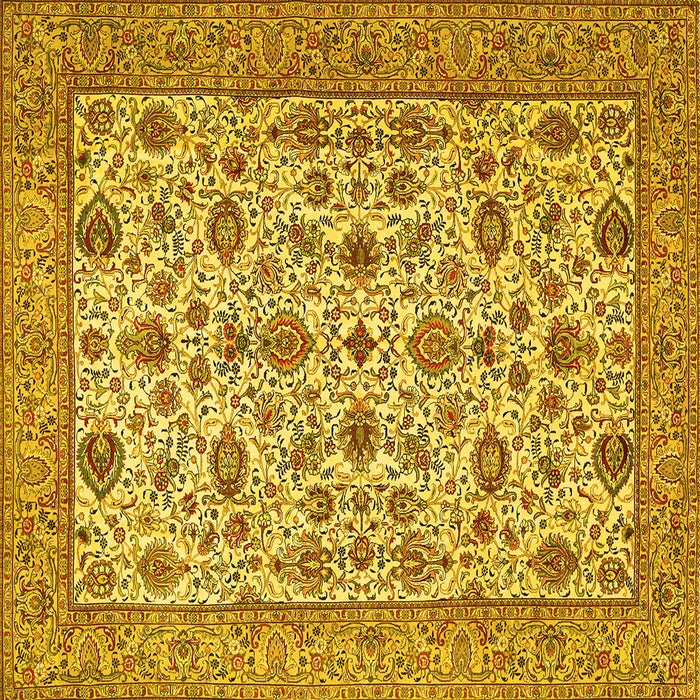 Square Machine Washable Persian Yellow Traditional Rug, wshtr405yw