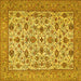 Square Machine Washable Persian Yellow Traditional Rug, wshtr405yw