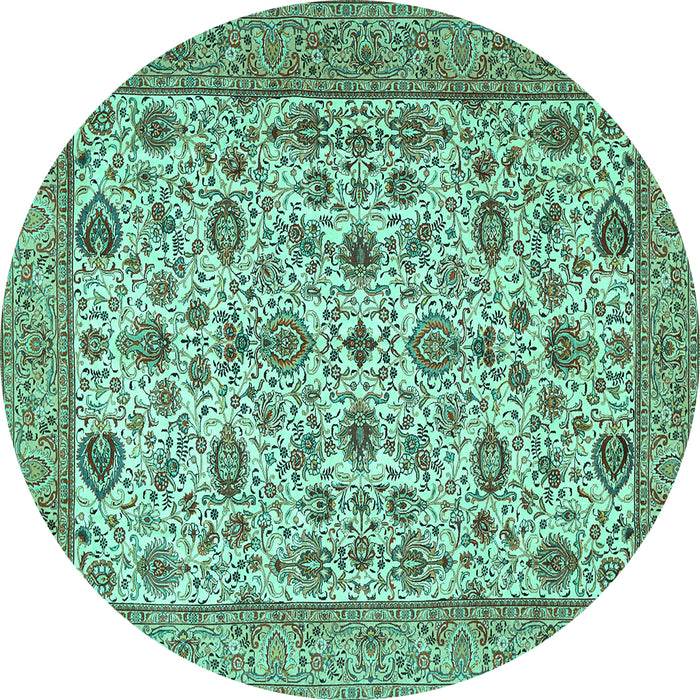Round Machine Washable Persian Turquoise Traditional Area Rugs, wshtr405turq