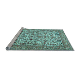 Sideview of Machine Washable Persian Light Blue Traditional Rug, wshtr405lblu