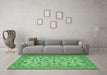 Machine Washable Persian Emerald Green Traditional Area Rugs in a Living Room,, wshtr405emgrn