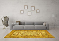 Machine Washable Persian Yellow Traditional Rug, wshtr405yw