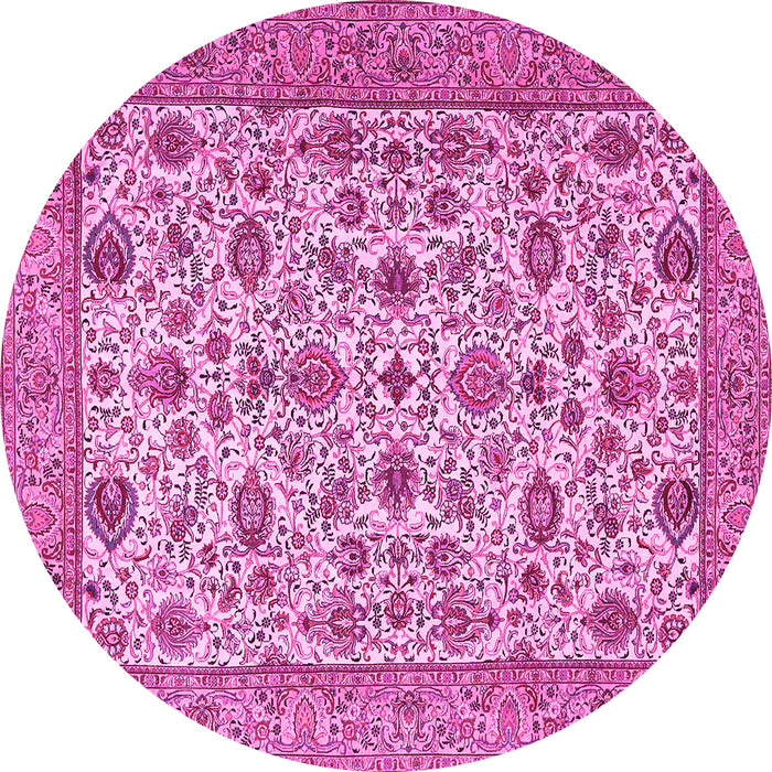 Round Machine Washable Persian Pink Traditional Rug, wshtr405pnk