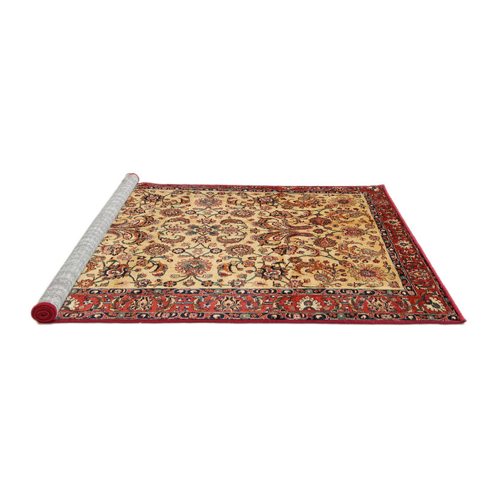Sideview of Machine Washable Traditional Fire Brick Red Rug, wshtr406